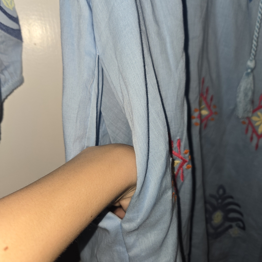 Chic Blue Embroidered Mini Dress - Picture 7 of 9